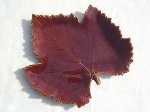 Portugal pottery cheese leaf plates, majolica style leaves from Crate & Barrel