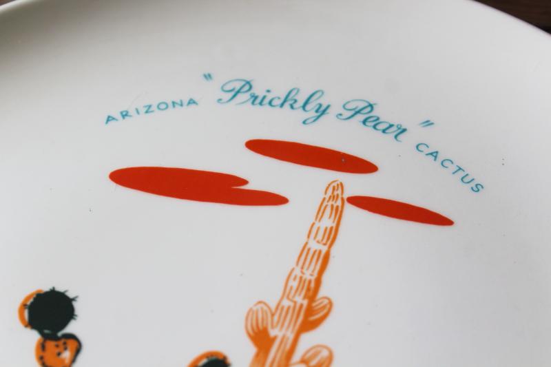 Prickly Pear dinner plate, vintage Arizona Cactus dinnerware Universal pottery Blakely pattern