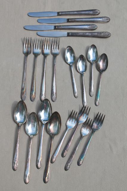 Princess pattern Crown silverware, vintage silverplate flatware luncheon set for 4 