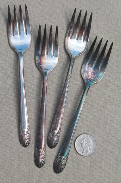 Princess pattern Crown silverware, vintage silverplate flatware luncheon set for 4 