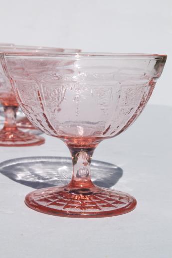 Princess pink depression glass 1930s vintage Anchor Hocking sherbet dishes set