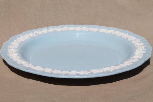 Queen's ware Wedgwood china lavender blue w/ cream embossed grapes round platter or chop plate