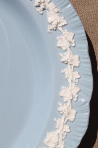Queen's ware Wedgwood china lavender blue w/ cream embossed grapes round platter or chop plate