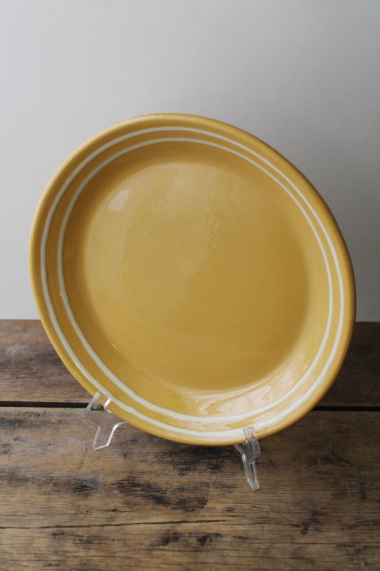 Ragon House yellow ware pottery plate or round platter, vintage primitive style