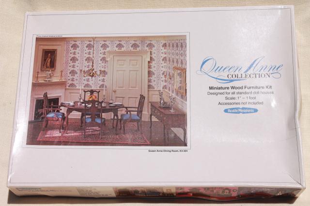 Realife miniatures 70s vintage dollhouse furniture kits, Queen Anne collection
