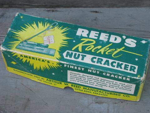 Reed's Rocket heavy-duty nutcracker, vintage nut cracker in box