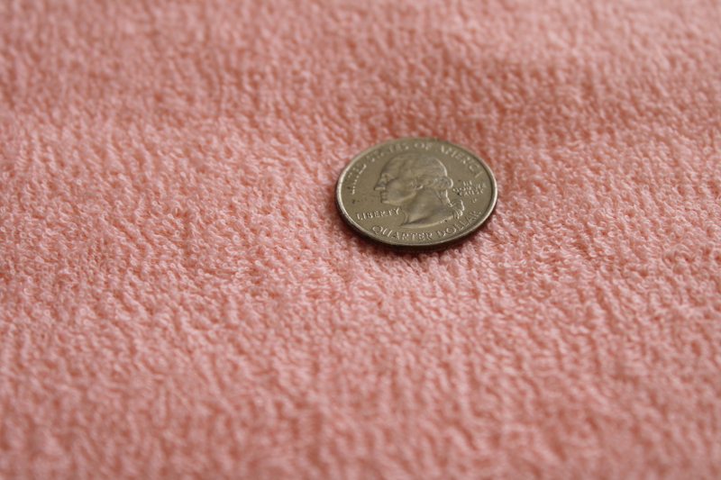 Retro vintage poly knit fabric w/ super soft terry texture, blush pink color