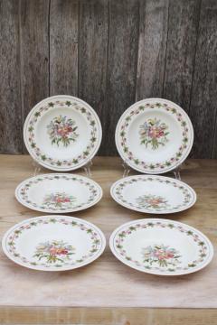 Riviera pattern Crown Ducal china soup bowls, antique vintage English dishes 