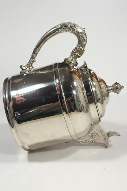 Rochester nickel silver teapot, antique early 1900s vintage railroad table ware