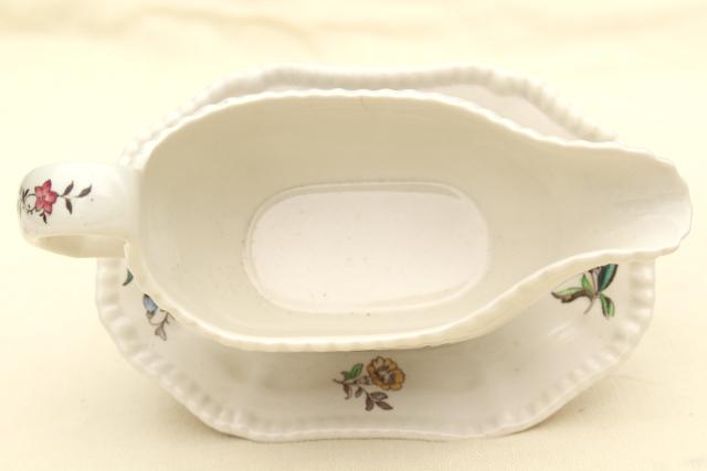Romney Copeland Spode England vintage china gravy boat or sauce w/ attached underplate