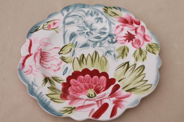 Rosalace Jay imports china, painted ceramic dinnerware set w/ huge platter & bowl