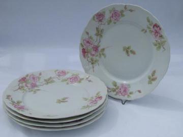Rosenthal Iris, pink roses pleat pattern china dinner plates, vintage Bavaria