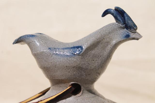 Rowe pottery birdhouse, vintage salt glazed stoneware bird house garden ornament