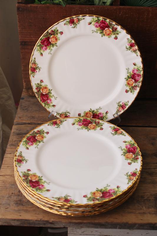 Royal Albert Old Country Roses vintage backstamp dinner plates set of six 