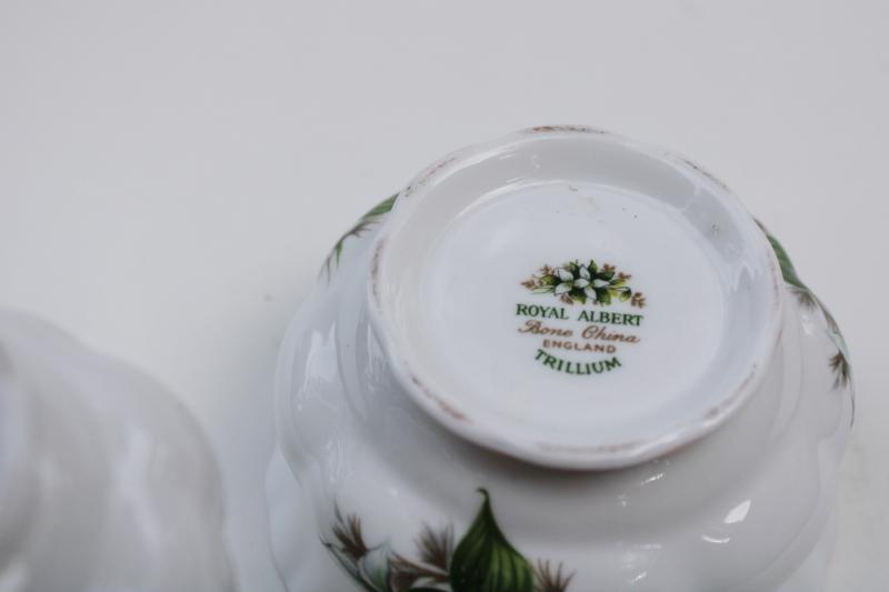 Royal Albert Trillium cream pitcher and open sugar bowl set, 1970s vintage