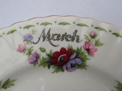 Royal Albert bone china March Anemones plate, flower of the month