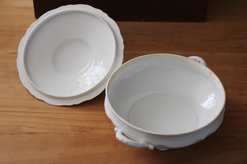 Royal Austria vintage pure white porcelain covered bowl serving dish, china tureen w/ lid