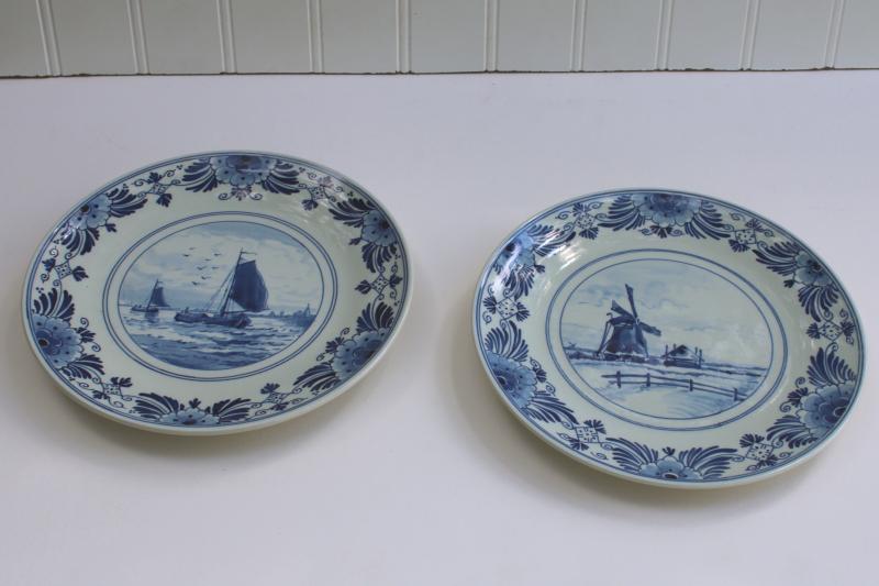 Royal Delft vintage hand painted plates, de porceleyne fles marked and signed