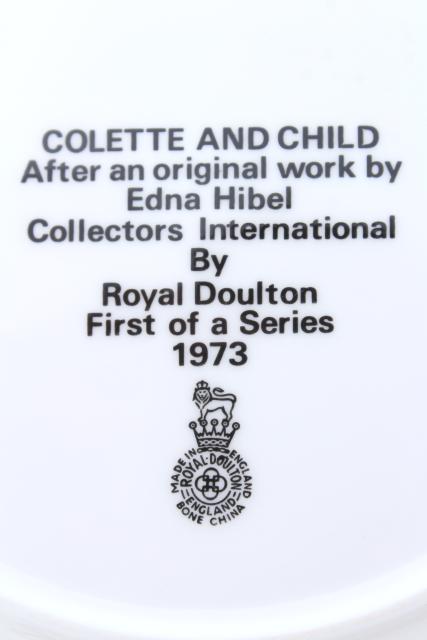 Royal Doulton Colette and Child china plate, 1973 collector's edition