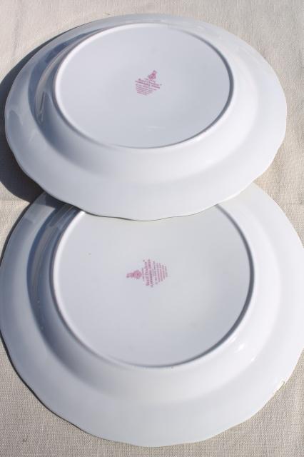 Royal Doulton Floradora green England fine china dinner plates, vintage set of four