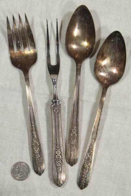 Royal Rose 1930s vintage silver plated flatware, Nobility Plate Oneida silverware