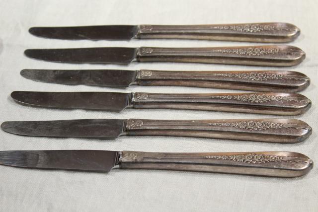 Royal Rose 1930s vintage silver plated flatware, Nobility Plate Oneida silverware