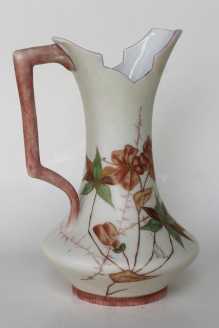 Royal Rudolstadt German bisque china pitcher vase, hand painted art nouveau antique