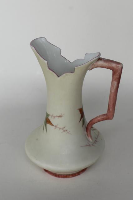Royal Rudolstadt German bisque china pitcher vase, hand painted art nouveau antique