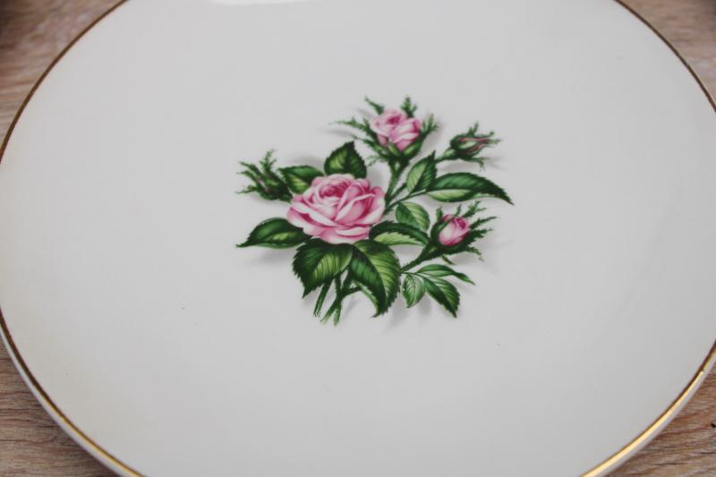 Royal china dessert plates w/ pink roses set of 8, core dishes