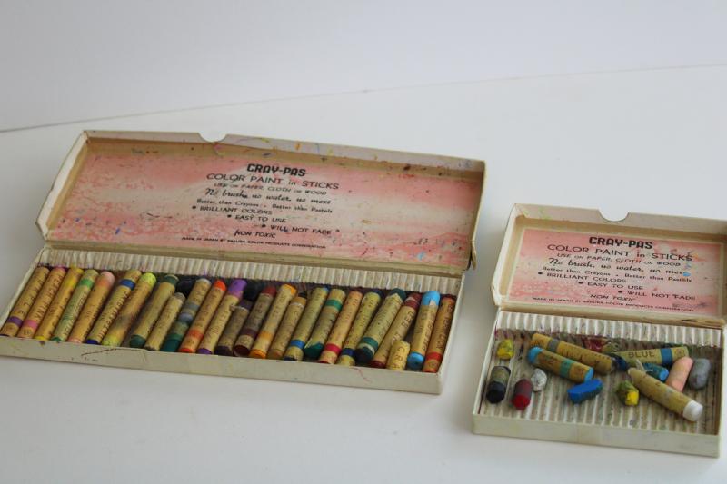 Sakura Japan Cray-Pas oil pastel crayons in vintage boxes 60s 70s art sets used