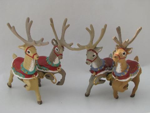 Santa and eight tiny reindeer, five part Hallmark Christmas ornament