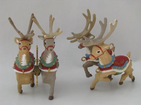 Santa and eight tiny reindeer, five part Hallmark Christmas ornament