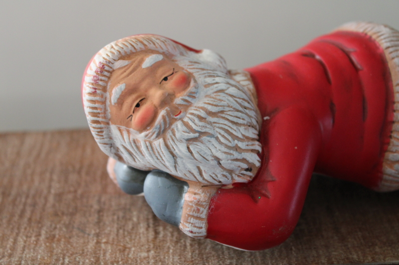 Santa sleeping shelf sitter Christmas fireplace mantle decoration, large china figurine
