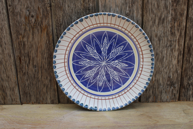 Scandinavian mod Nordic design vintage art pottery plate, Elle Keramik Norway