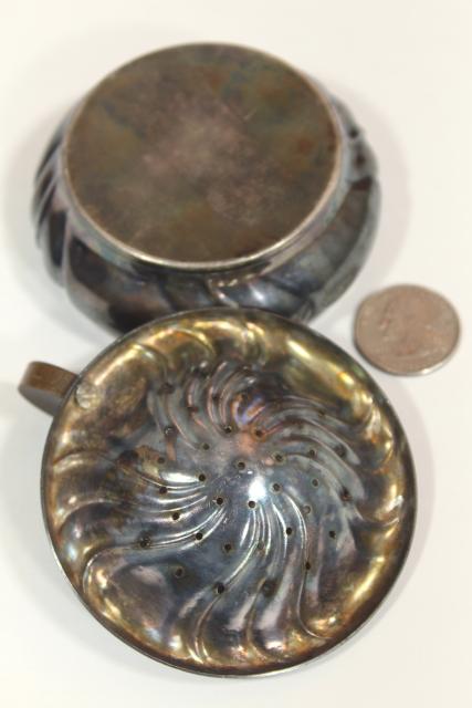 Scandinavian modern mid-century vintage silver plate caddy tea bag holder