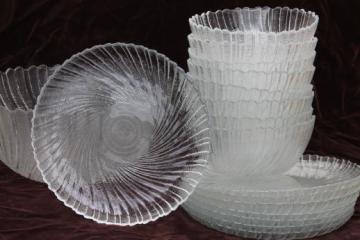 Vintage Arcoroc France Salad Bowl Set 7 Sunburst Pattern Clear