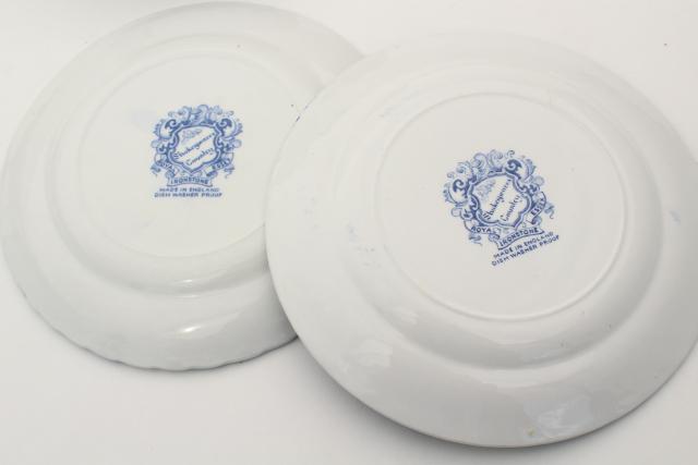 Shakespeare's Country vintage blue & white English transferware plates, Globe theater