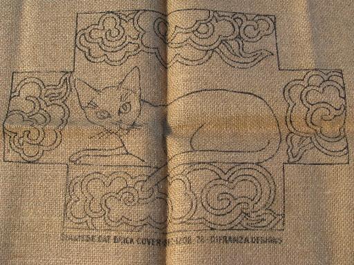 Siamese cat brick cover to hook w/ rug yarn, doorstop or paperweight