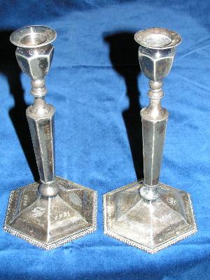 Silver plate candlesticks, 1896-1921
