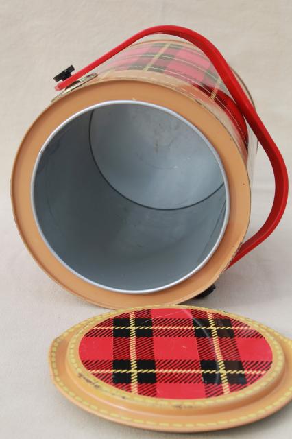Skotch Kaddy 1950s vintage cooler, red tartan plaid picnic jug insulated thermos