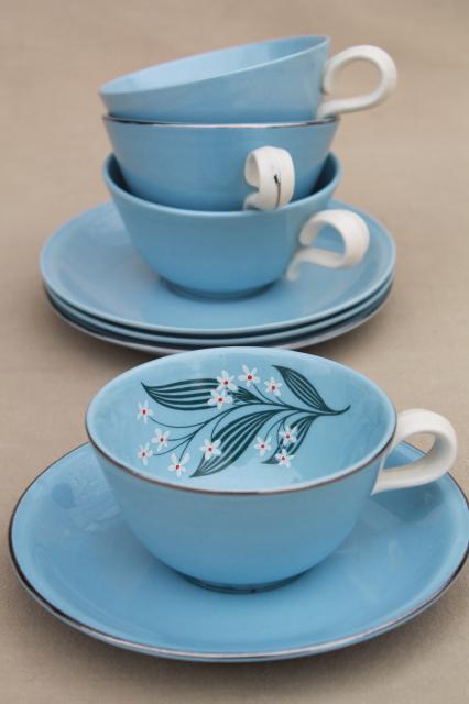 Skytone blue vintage Homer Laughlin china dinnerware, plates, bowls, cups & saucers