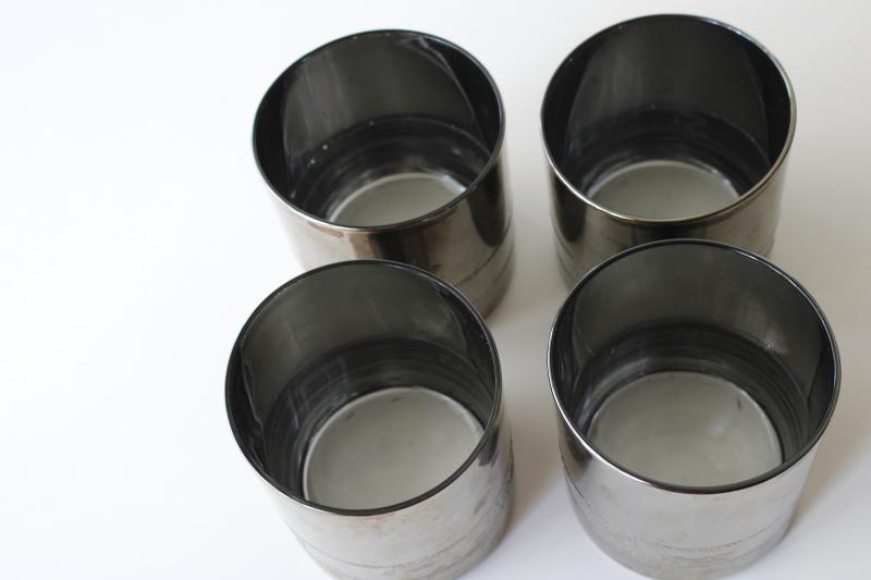 Snap-On sockets metallic glass drinking glasses, set of four old fashioned lowballs
