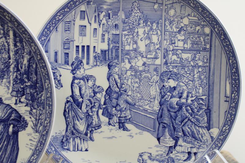 Spode England Blue Room vintage china Christmas plates Victorian scenes 1 2 3 4