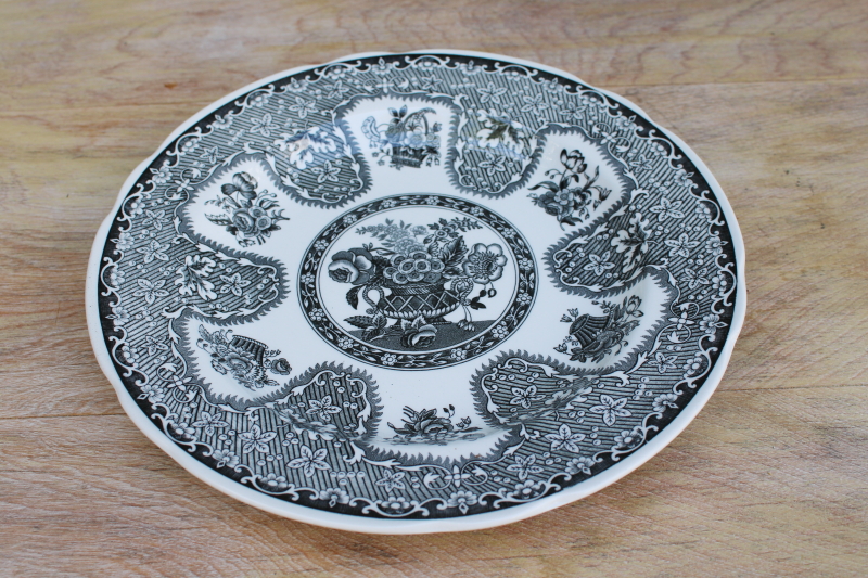 Spode black white china luncheon plates Archive collection antique transferware patterns