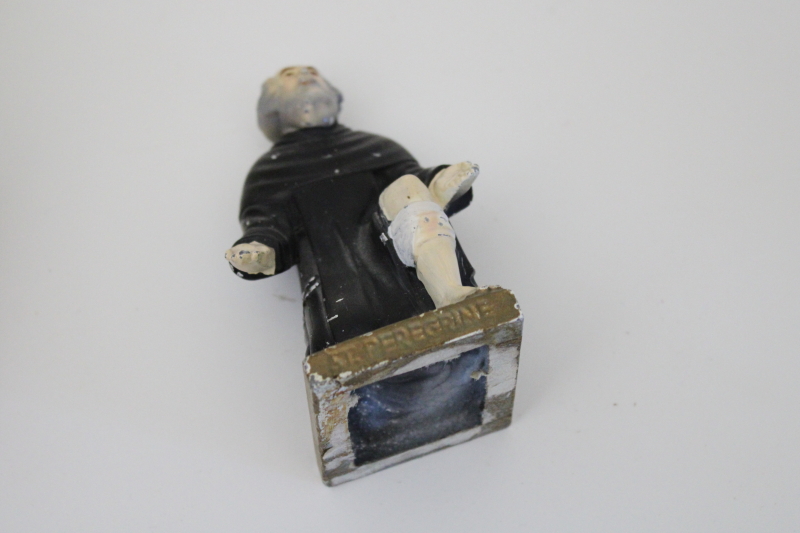 St Peregrine patron saint of cancer sufferers, vintage cast metal figure for shrine or comfort
