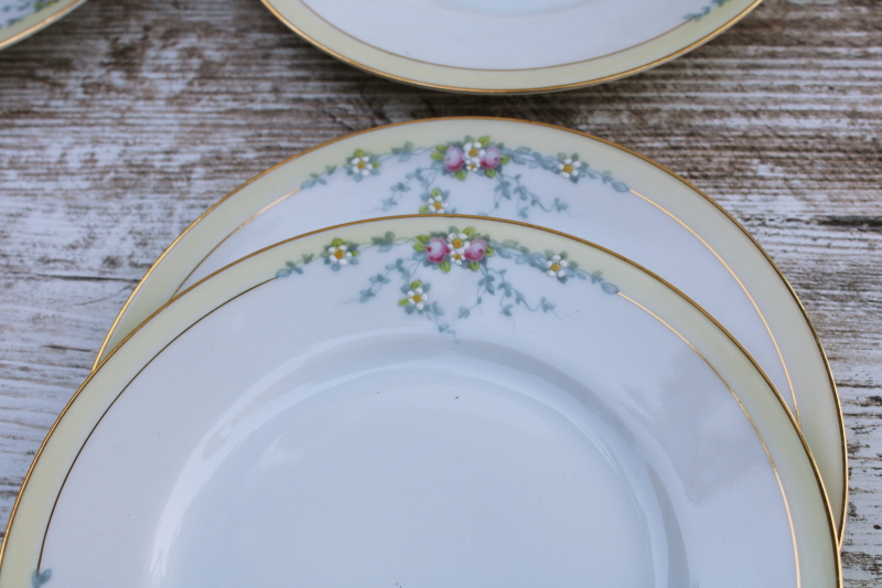 Studio hand painted art deco vintage china dessert plates set of 8 Tirschenreuth Bavaria porcelain