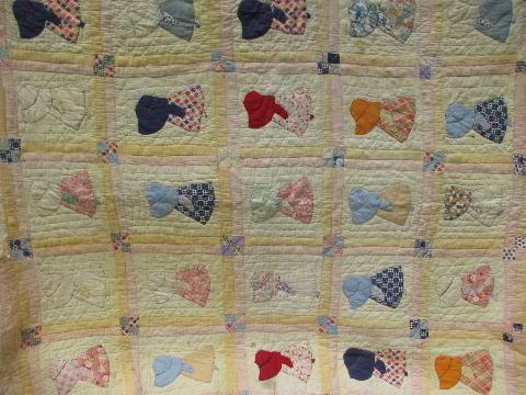 Sunbonnet Sue, vintage farm country hand-stitched applique quilt