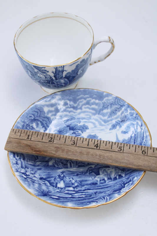 Sutherland Rural Scenes vintage blue and white bone china tea cup saucer made in England