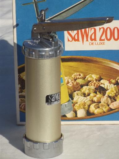 Swedish spritz cookie press, Sawa 2000 cookie gun w/ instructions & recipe