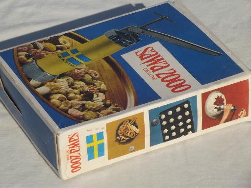 Swedish spritz cookie press, Sawa 2000 cookie gun w/ instructions & recipe